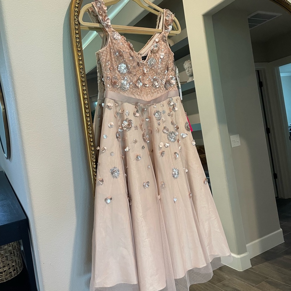 Aidan Mattox embellished blush  cocktail dress